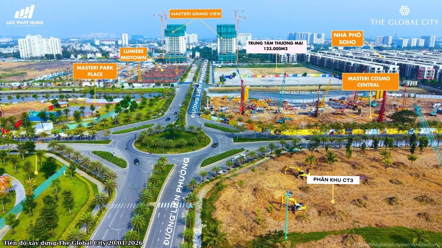 Tiến Độ Xây Dựng Phân Khu Masteri Grand View - The Global City Quận 2 ngày 20/01/2026