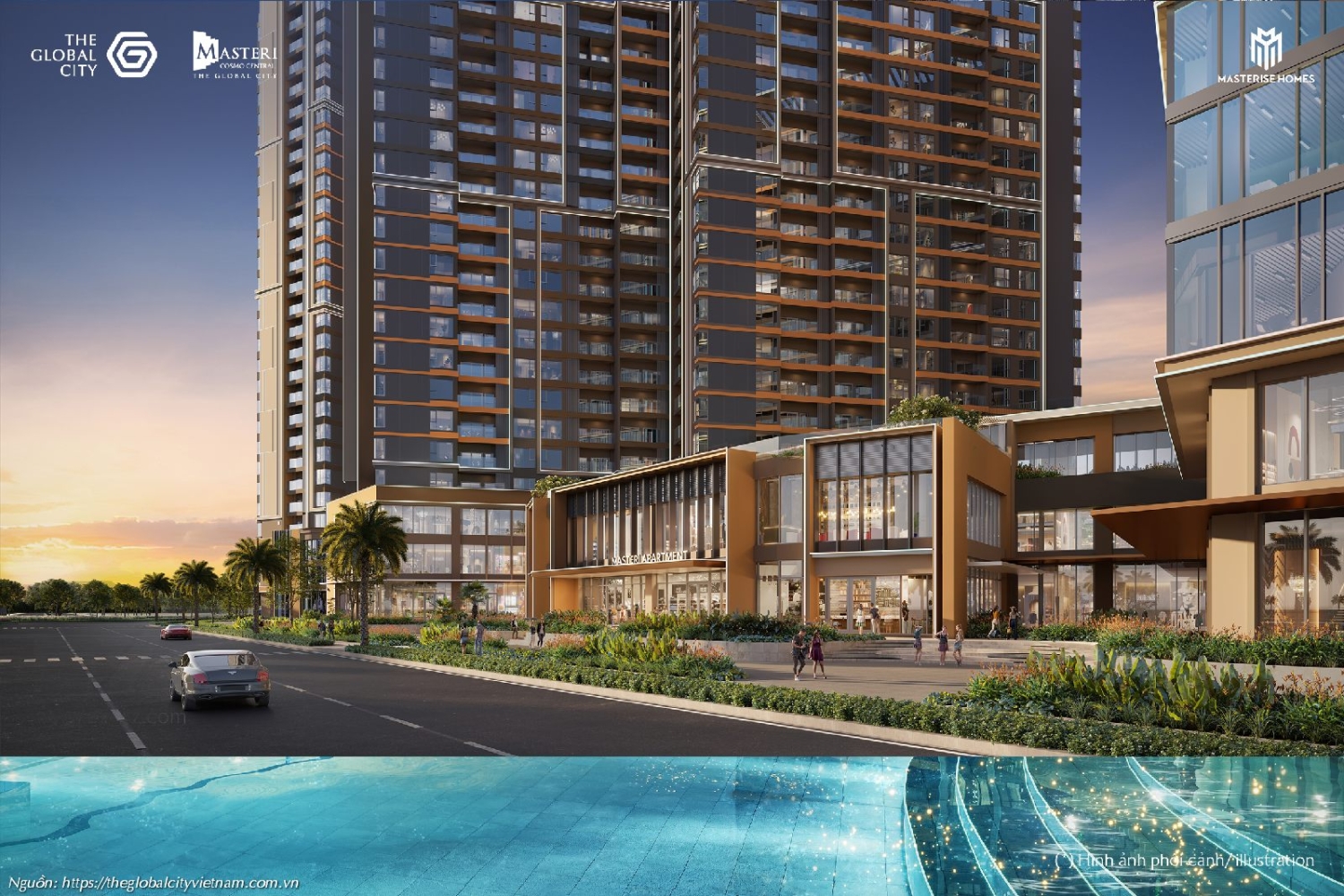 Hồ bơi phi thuyền độc bản tại tiện ích nội khu Masteri Cosmo Central Quận 2