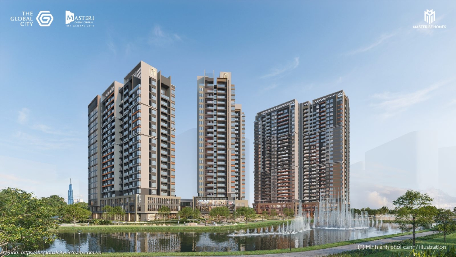 Phối cảnh tổng thể đại đô thị Masteri Cosmo Central tại The Global City Quận 2, Phường Bình Trưng