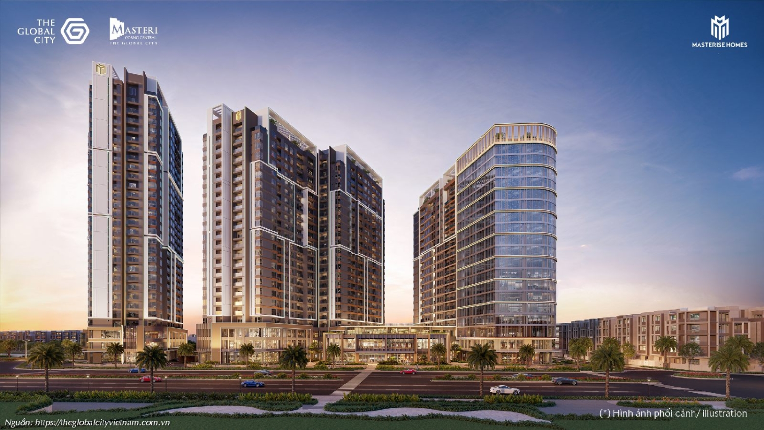 Phối cảnh tổng thể đại đô thị Masteri Cosmo Central tại The Global City Quận 2, Phường Bình Trưng