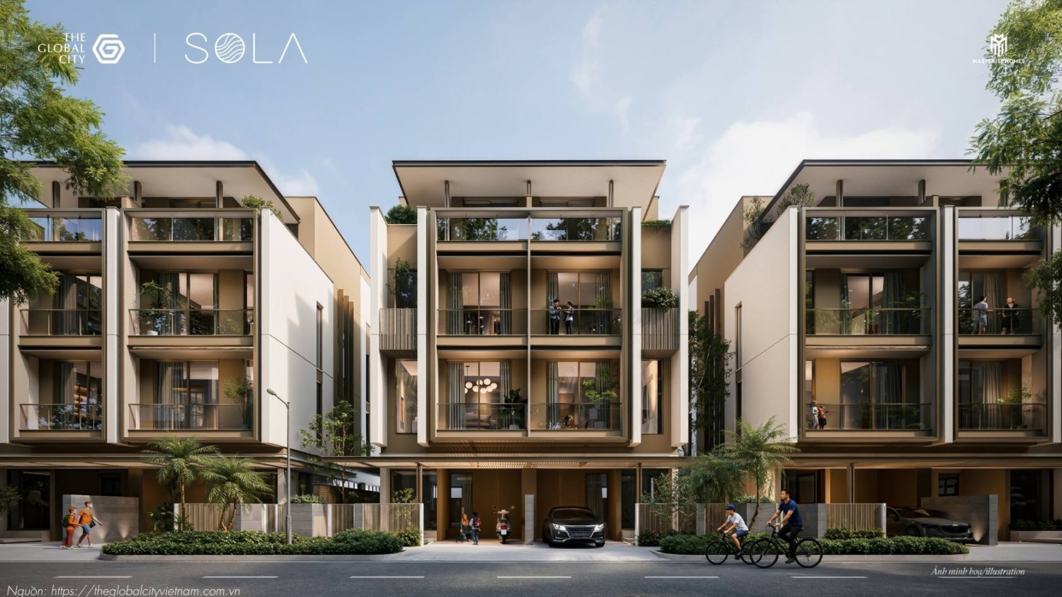Thiết kế kiến trúc mặt đứng sang trọng của biệt thự song lập Sola Villa The Global City