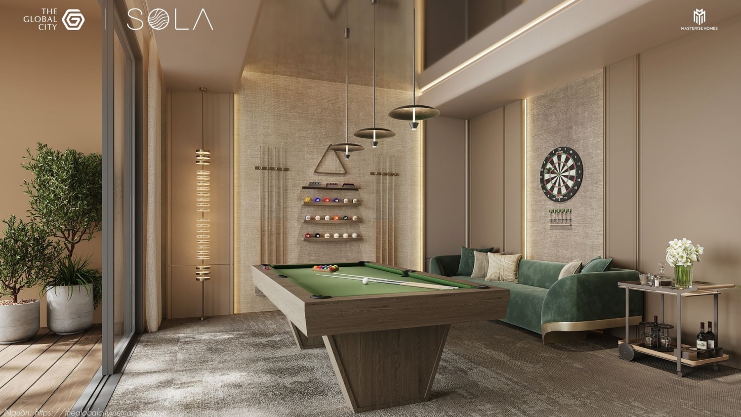 Thiết kế nội thất sang trọng dãy biệt thự liên kế phân khu Sola Villa The Global City Quận 2.