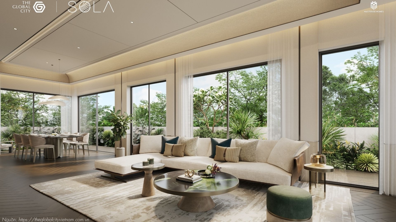 Thiết kế nội thất sang trọng dãy biệt thự song lập phân khu Sola Villa The Global City Quận 2.