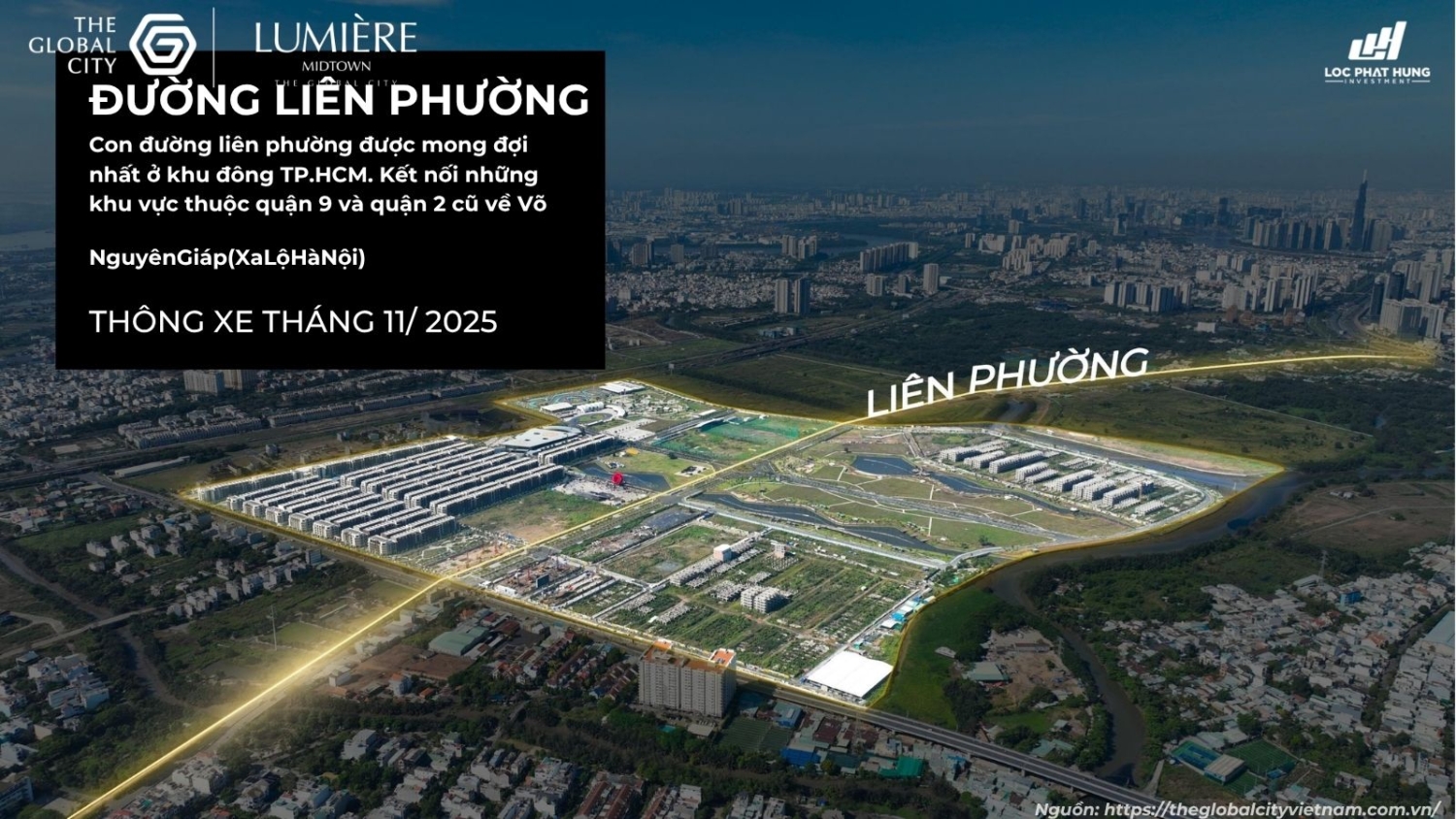 Đường Liên Phường thông xe tháng 11/2025 - Cú hích cho Lumière Midtown