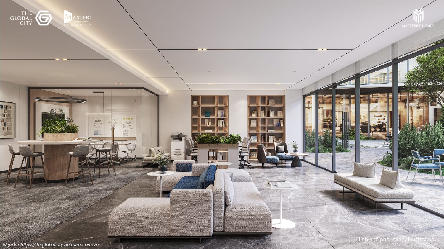 Thư viện đọc sách và không gian làm việc yên tĩnh tại Masteri Cosmo Central Quận 2